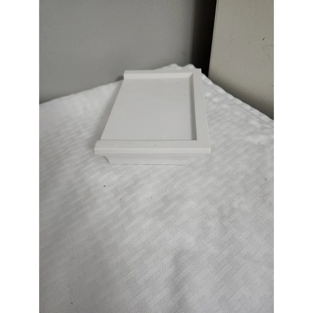 Small White Floating Wall Shelf Recessed Display Ledge with Keyhole Hangers
